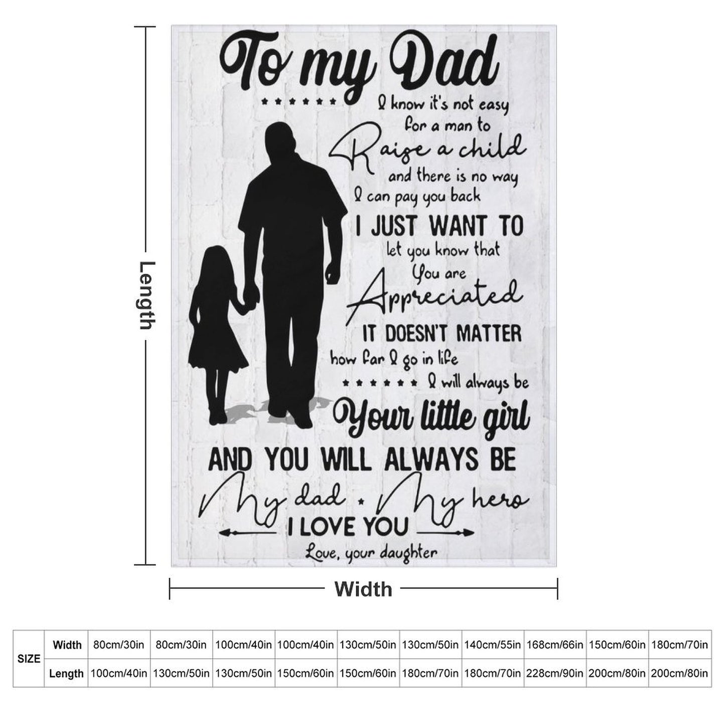 Gifts for Dad from Daughter to My Dad Blanket Best Gift for Fathers Day Birthday Christmas Valentines Day - Printgiftyk