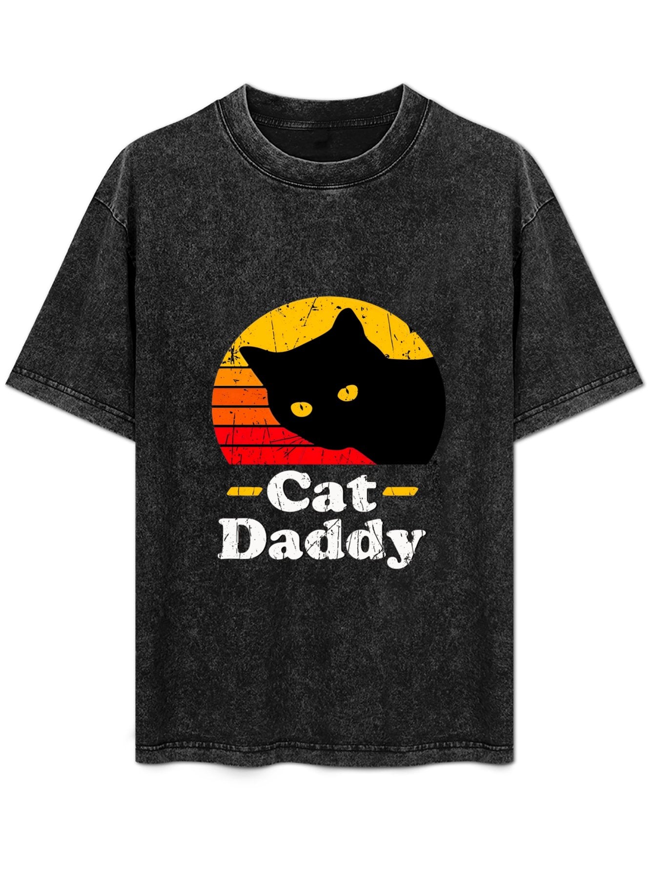 Custom Cotton T Shirts For Men Personalized Vintage Loose Fit Washed Casual Tee Black - Printgiftyk