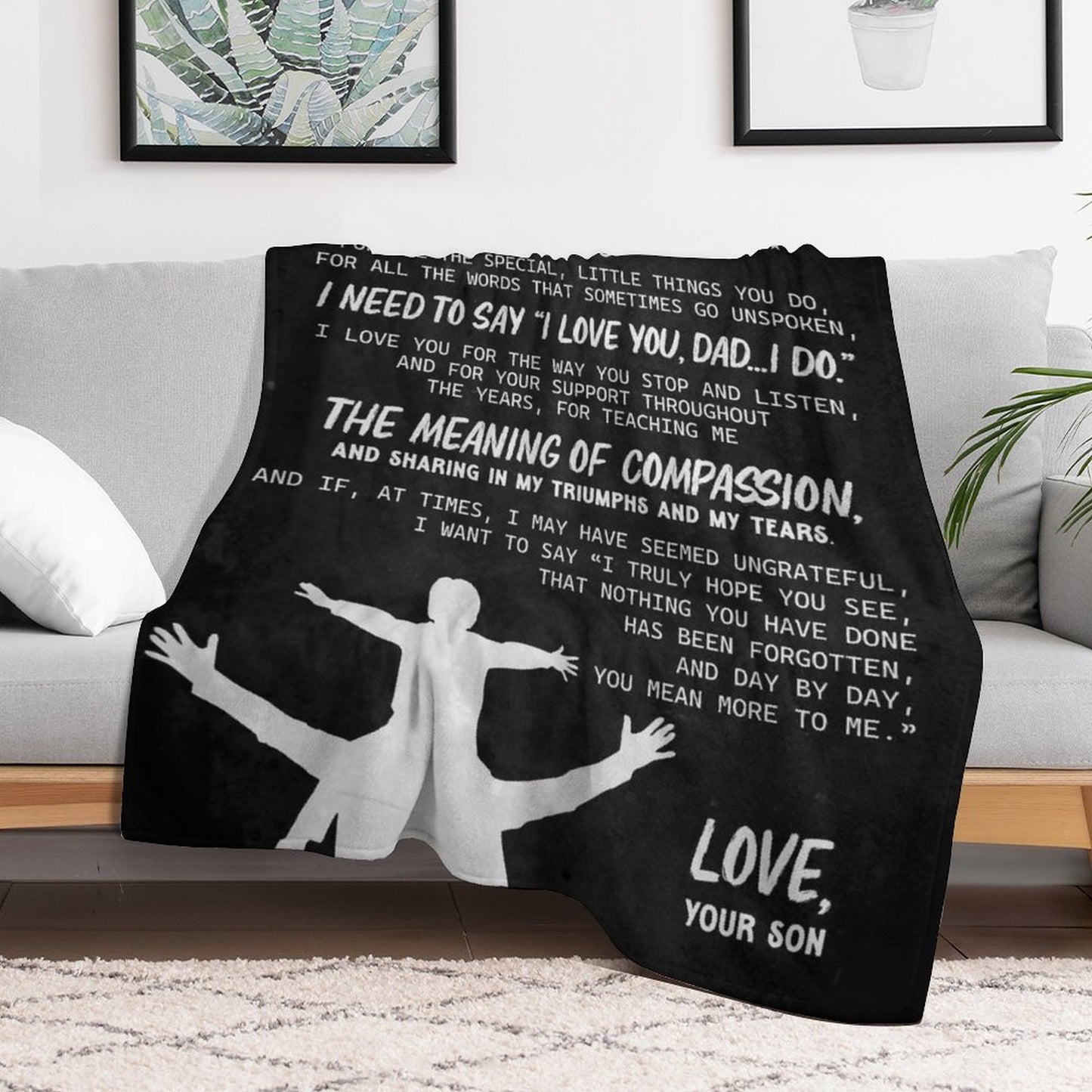 Fathers Day Blankets,to My Dad Blanket Gifts from Son, Thank you Letter Warm Soft Throw Blankets - Printgiftyk