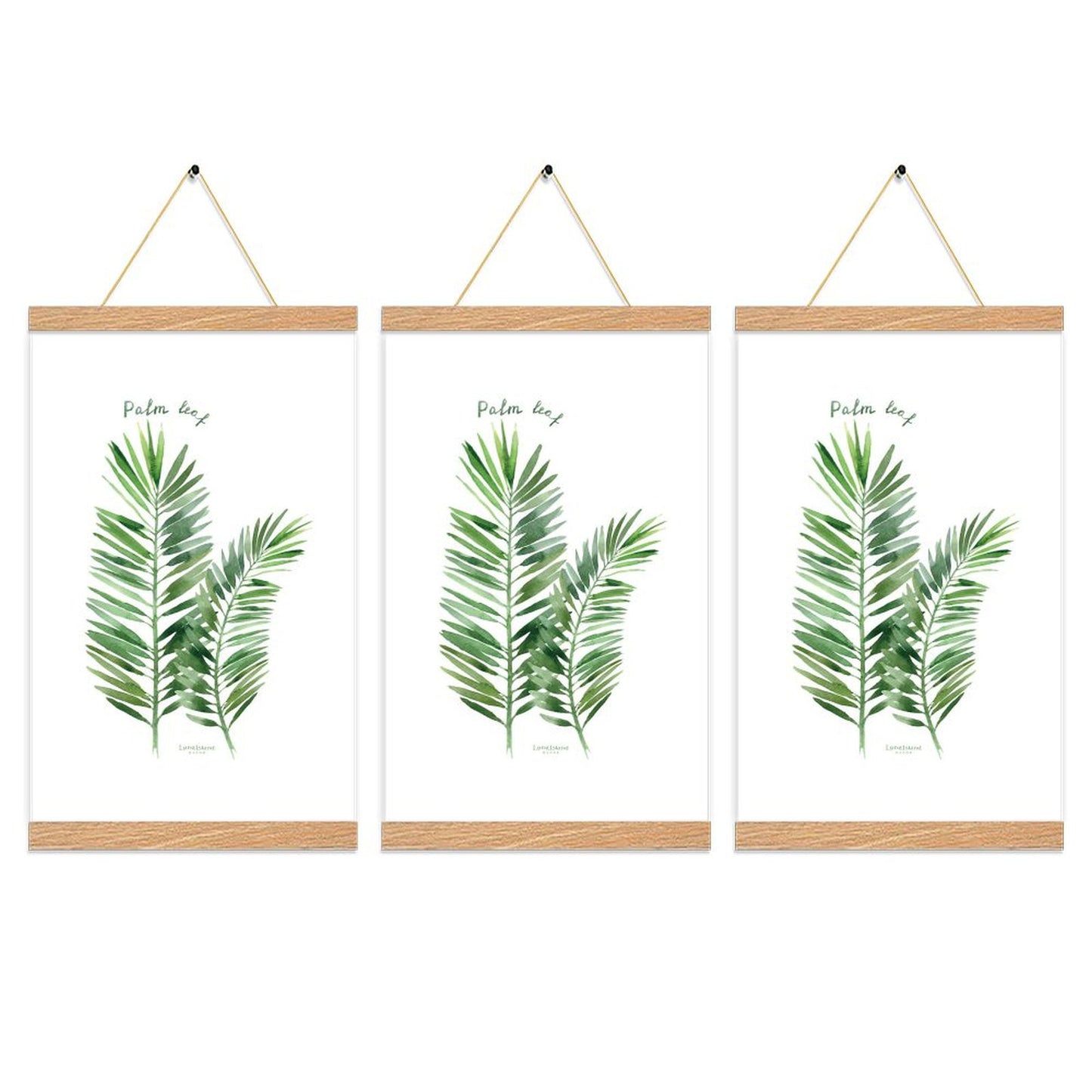 3 Pack Custom Photo Prints with Magnetic Hanger Frame Canvas Poster Prints (Pine Color) - Printgiftyk