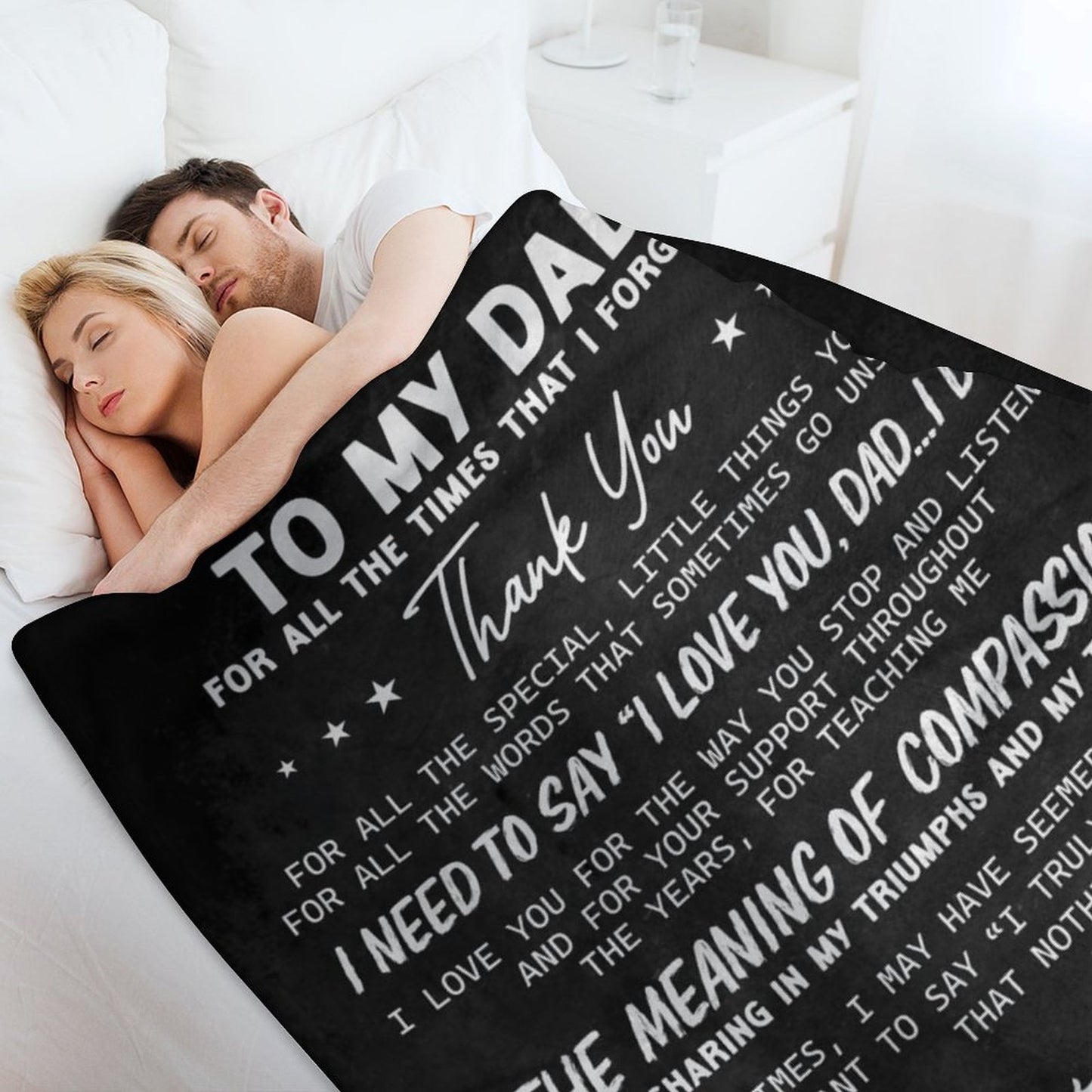 Fathers Day Blankets,to My Dad Blanket Gifts from Son, Thank you Letter Warm Soft Throw Blankets - Printgiftyk
