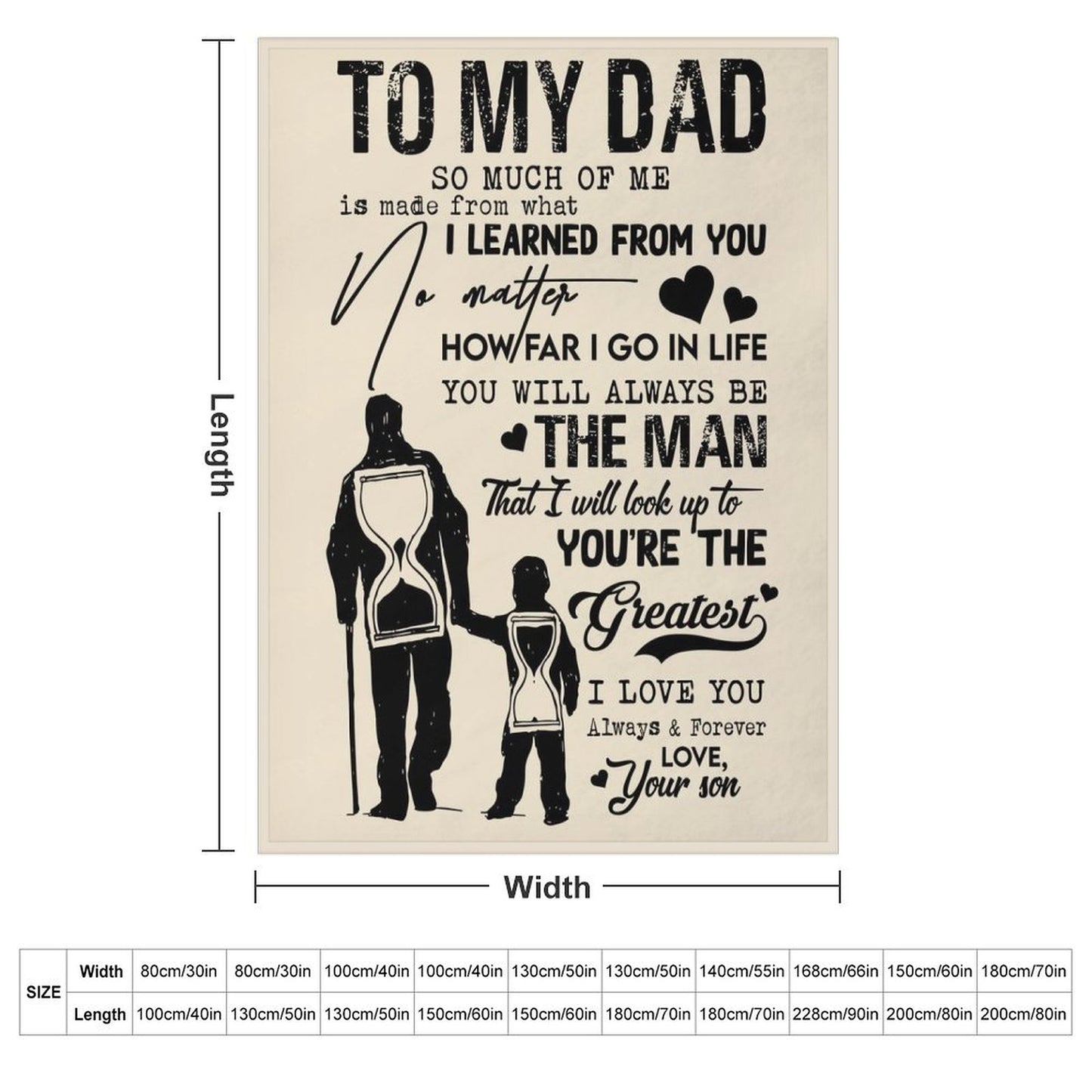 To My Dad Blanket Father's Gifts from Son Birthday Christmas Blankets Gift for Dad - Printgiftyk