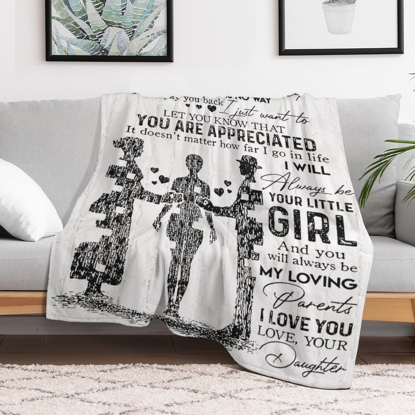 Parent Gifts Dad and Mom Blanket for Parents from Daughter Soft Flannel Throw Blanket - Printgiftyk