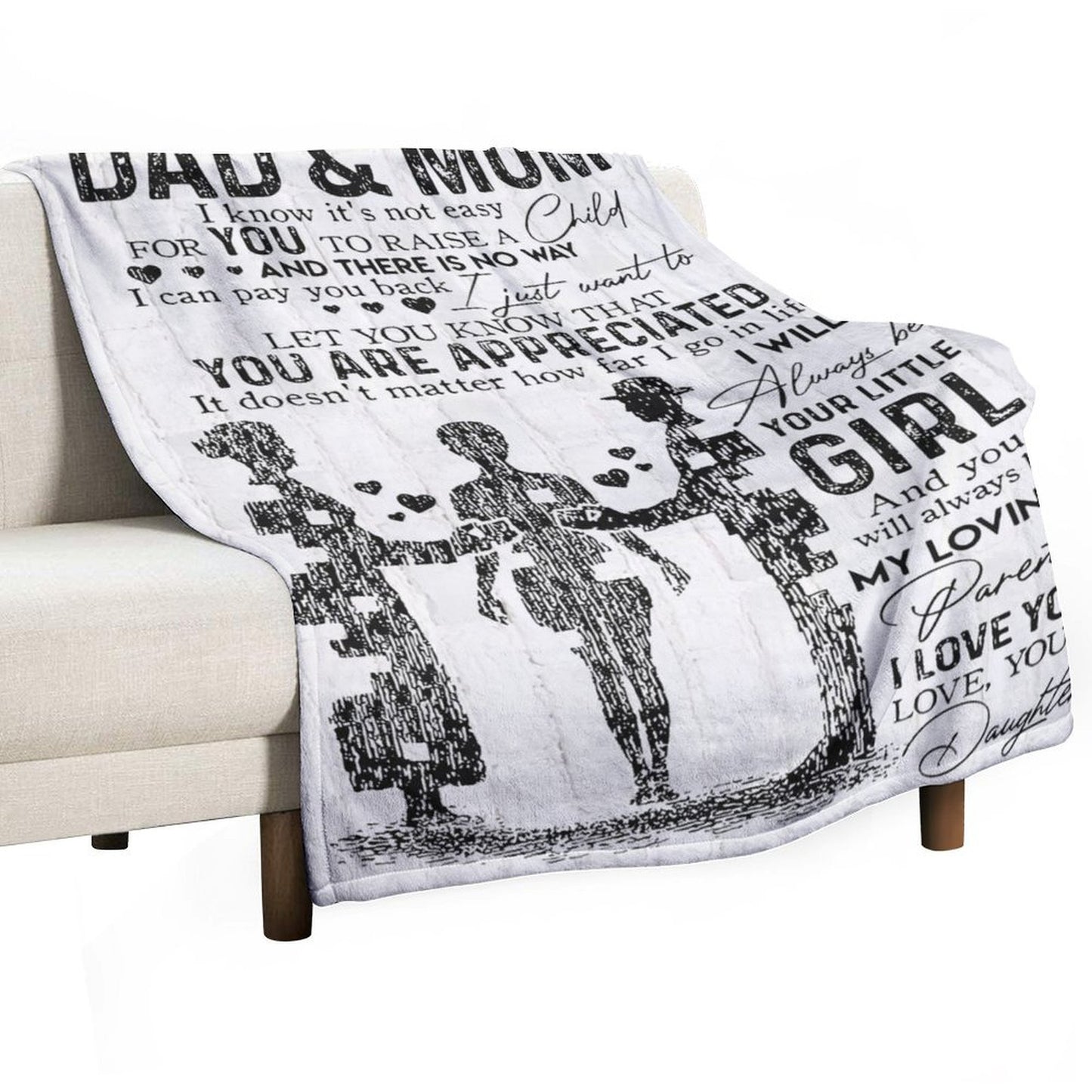 Parent Gifts Dad and Mom Blanket for Parents from Daughter Soft Flannel Throw Blanket - Printgiftyk