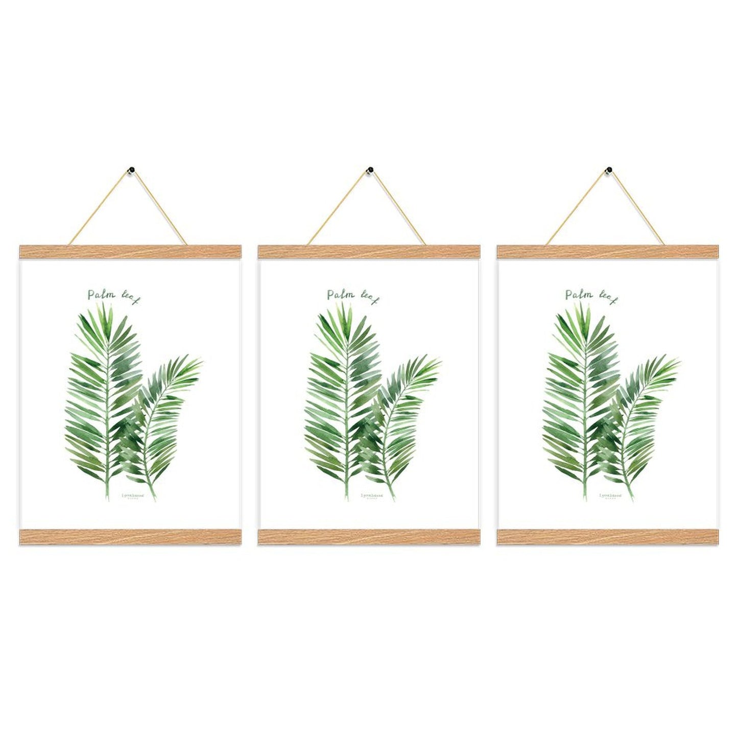 3 Pack Custom Photo Prints with Magnetic Hanger Frame Canvas Poster Prints (Pine Color) - Printgiftyk