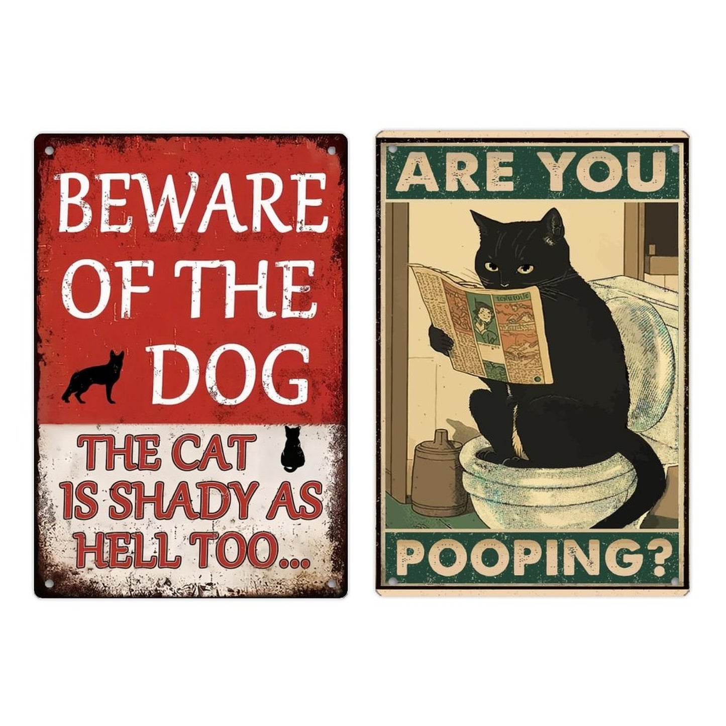 Custom Tin Sign With Your Own Image/Text/Logo, Personalized Metal Tin Sign 2 Pieces - Printgiftyk