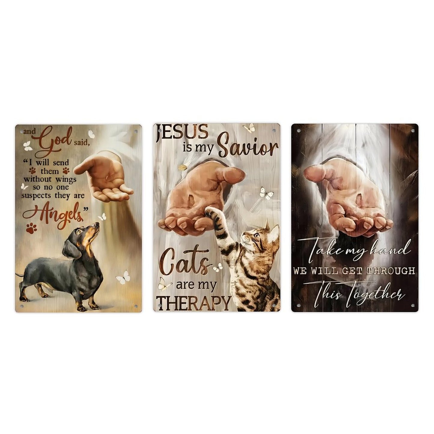 Custom Tin Sign With Your Own Image/Text/Logo, Personalized Metal Tin Sign 3 Pieces - Printgiftyk