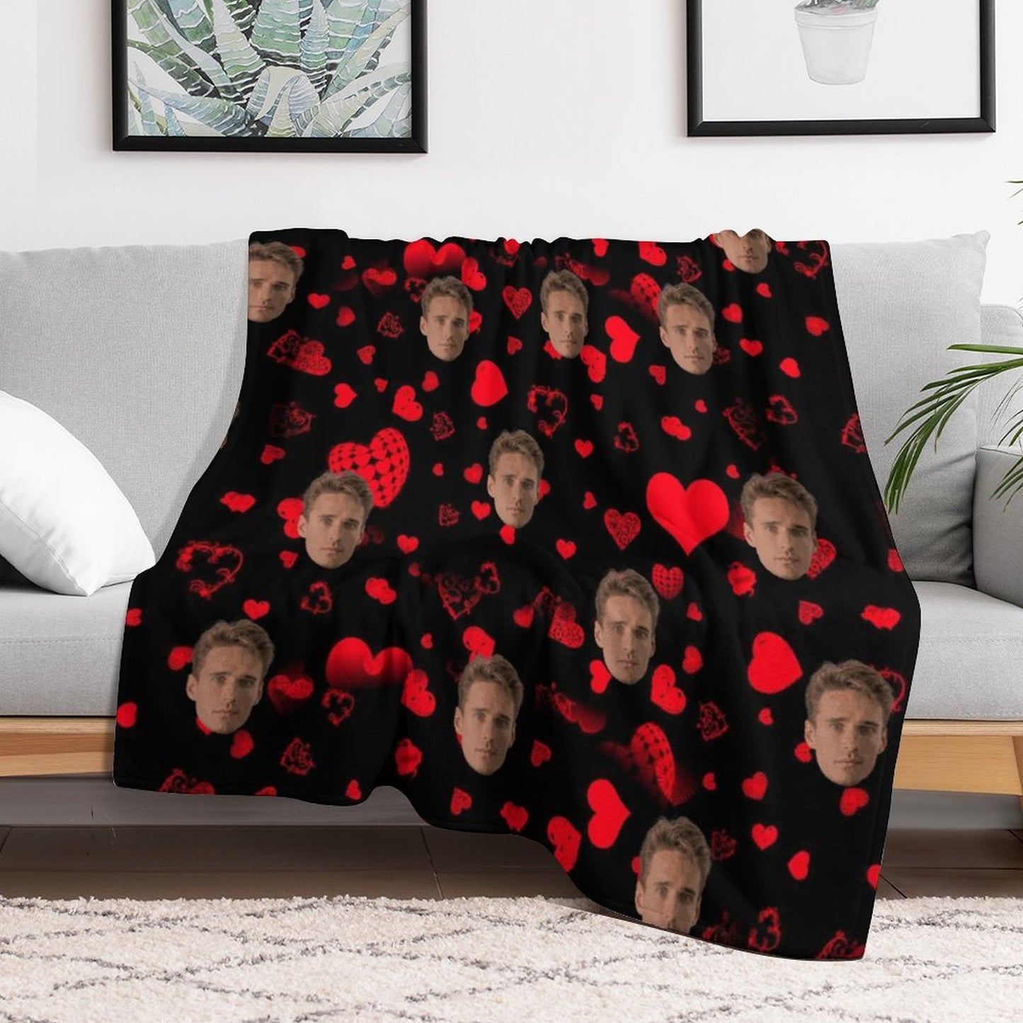 Custom Blanket with Face Gifts for Men Women, Personalized Throw Blanket with Picture - Printgiftyk