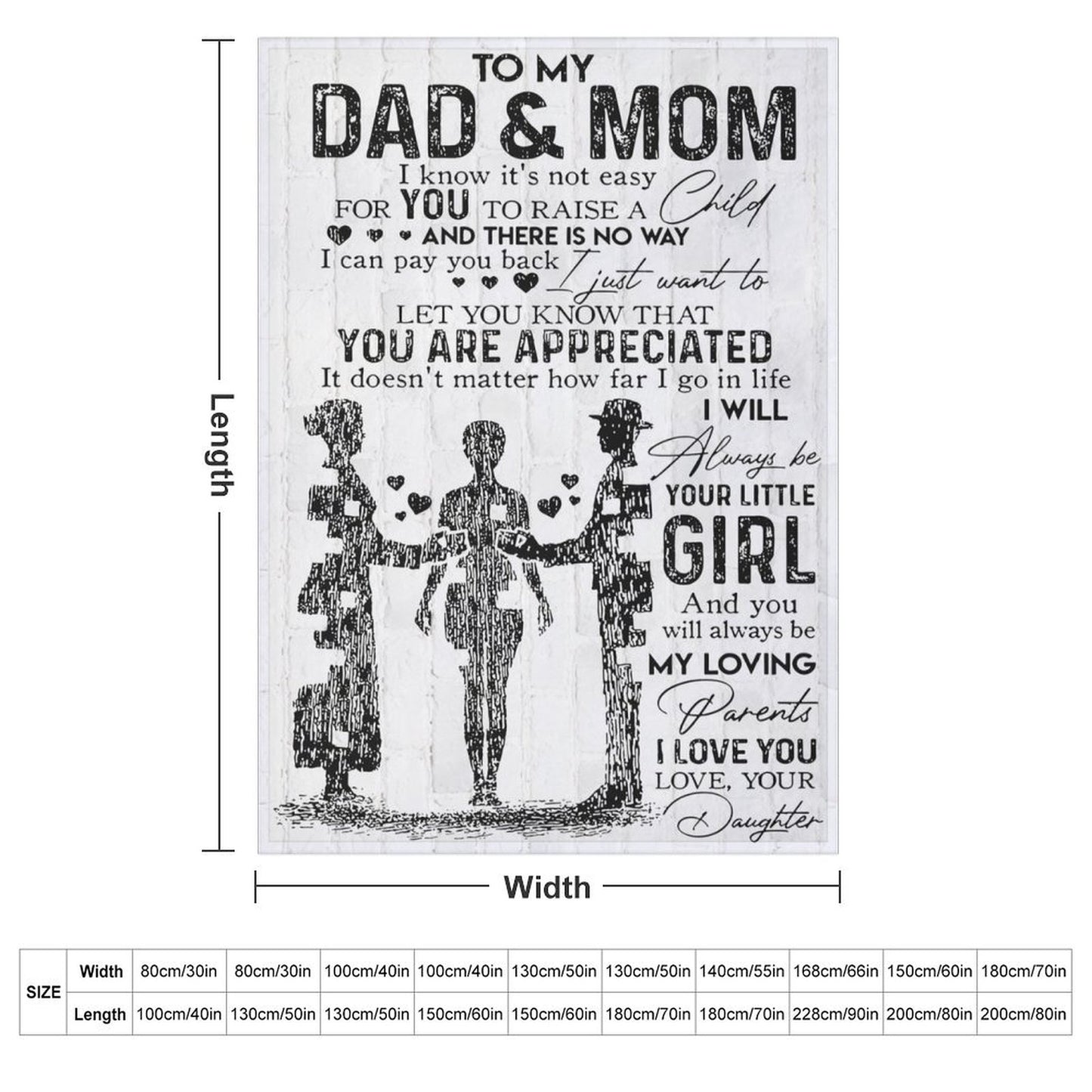 Parent Gifts Dad and Mom Blanket for Parents from Daughter Soft Flannel Throw Blanket - Printgiftyk