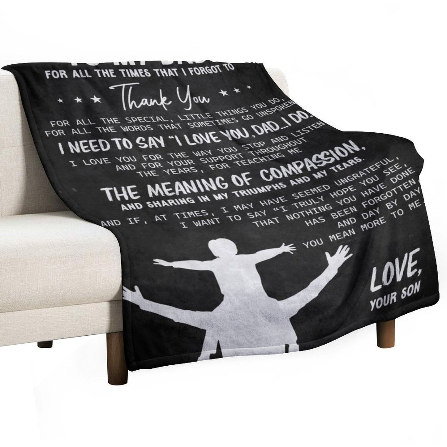 Fathers Day Blankets,to My Dad Blanket Gifts from Son, Thank you Letter Warm Soft Throw Blankets - Printgiftyk