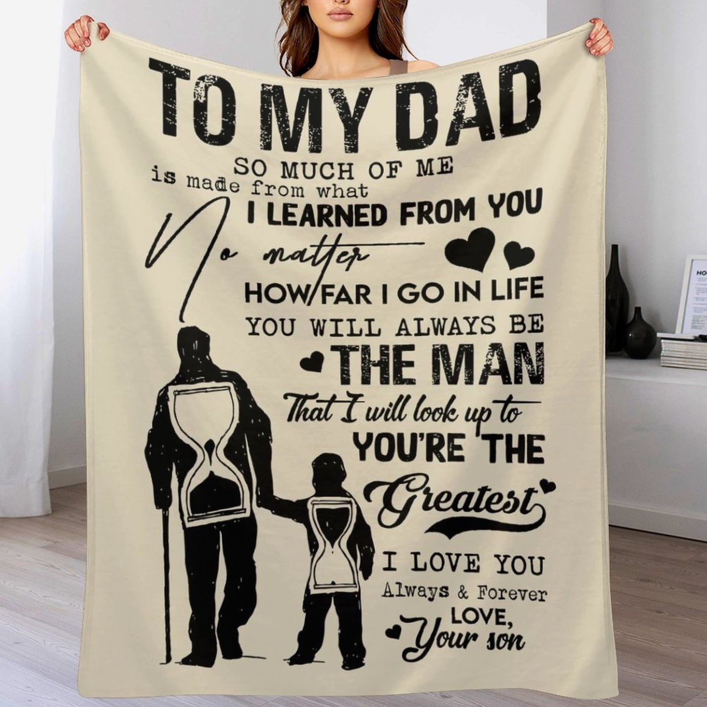 To My Dad Blanket Father's Gifts from Son Birthday Christmas Blankets Gift for Dad - Printgiftyk