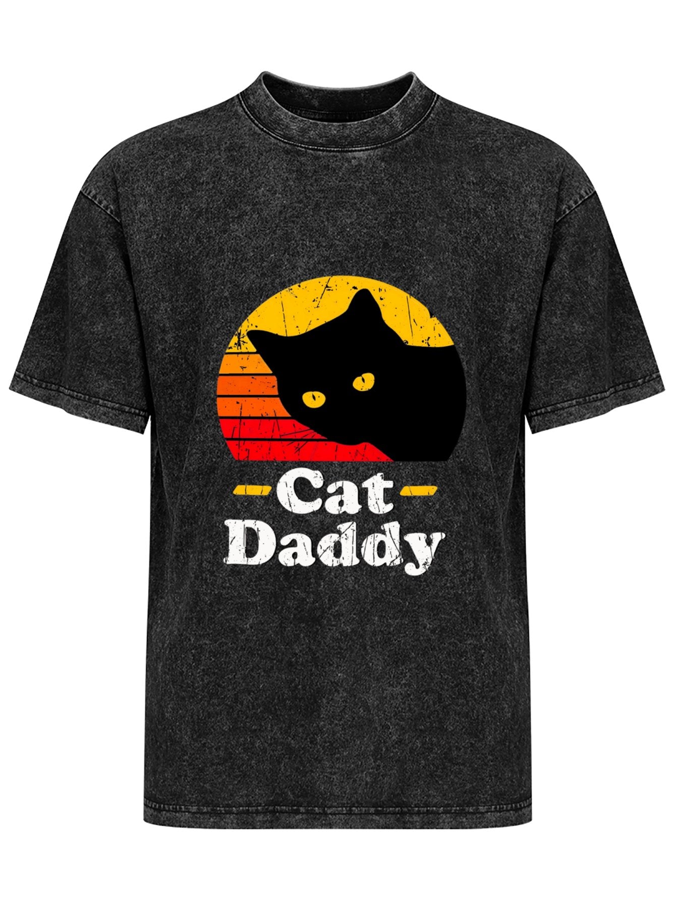 Custom Cotton T Shirts For Men Personalized Vintage Loose Fit Washed Casual Tee Black - Printgiftyk