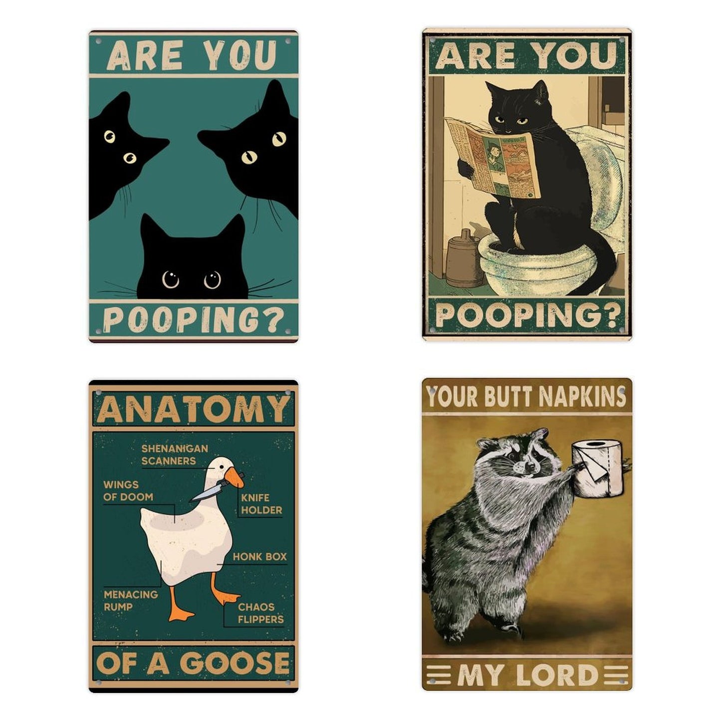 Custom Tin Sign With Your Own Image/Text/Logo, Personalized Metal Tin Sign 4 Pieces - Printgiftyk