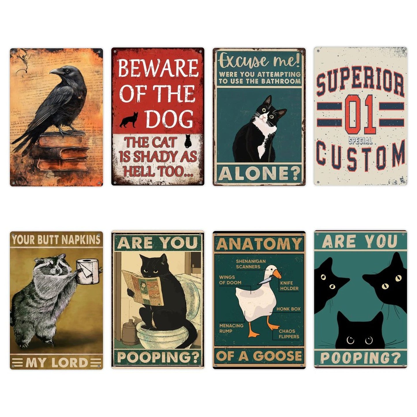 Custom Tin Sign With Your Own Image/Text/Logo, Personalized Metal Tin Sign 8 Pieces - Printgiftyk