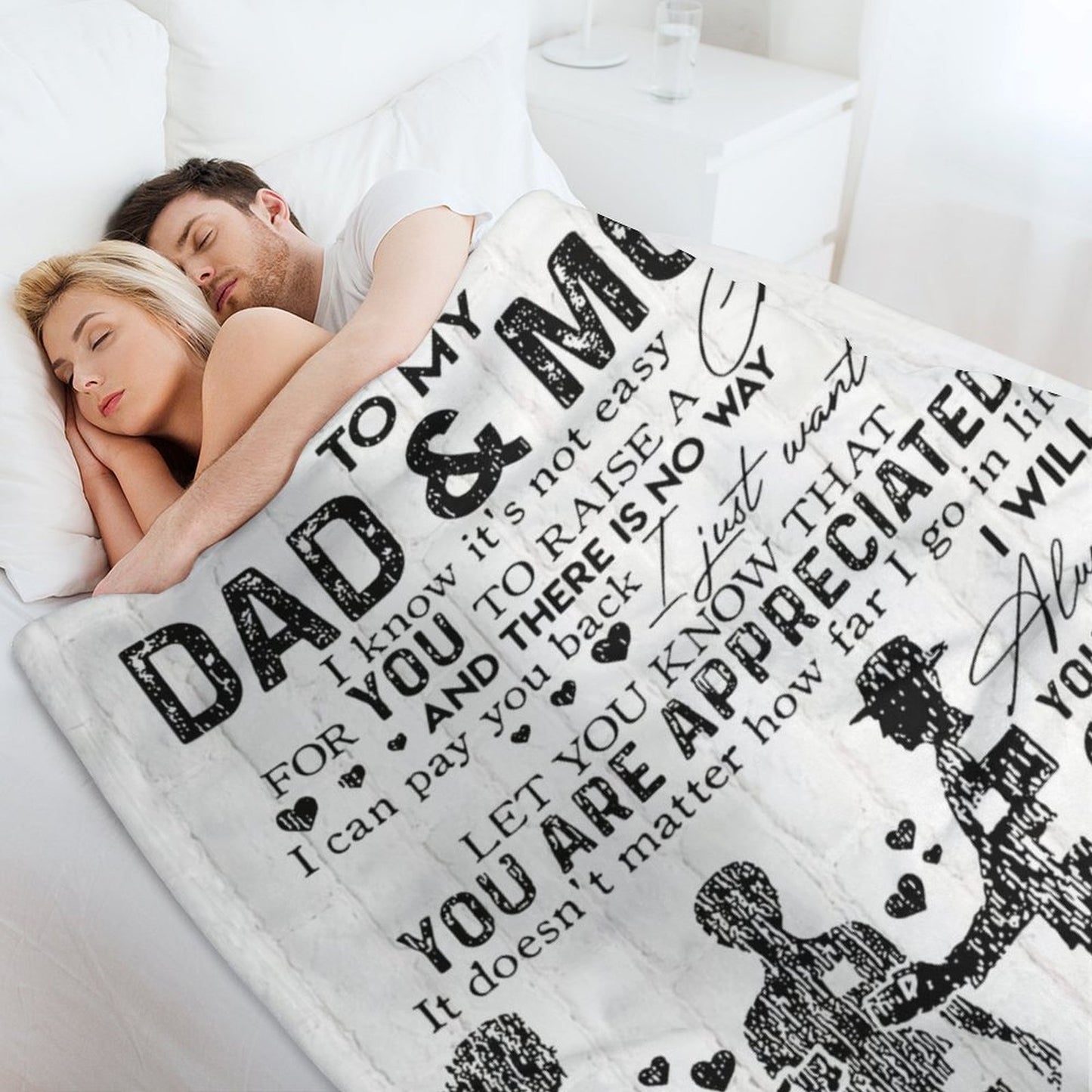 Parent Gifts Dad and Mom Blanket for Parents from Daughter Soft Flannel Throw Blanket - Printgiftyk