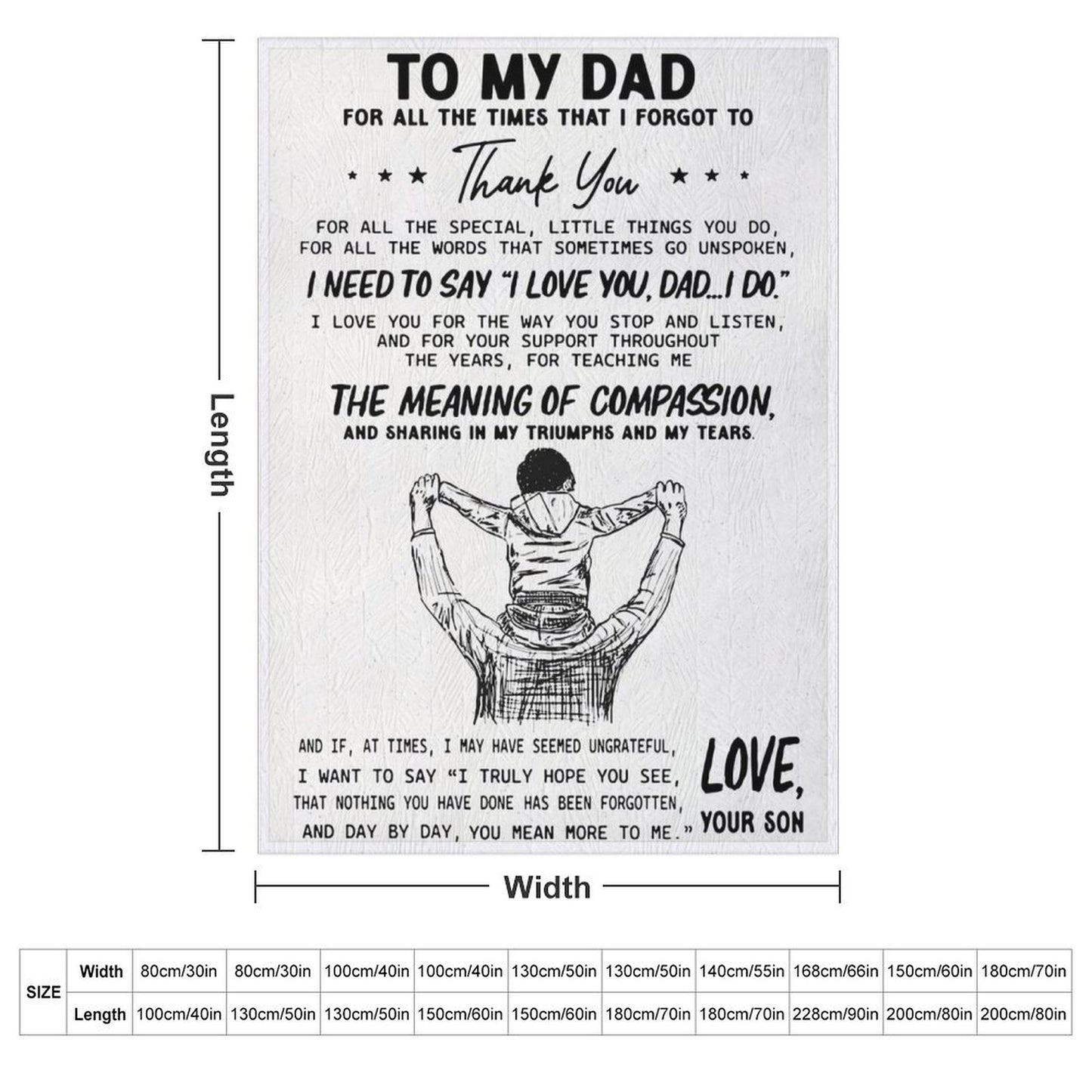 Gifts for Dad To My Dad Blanket from Son Best Gift for Fathers Day Birthday Christmas - Printgiftyk