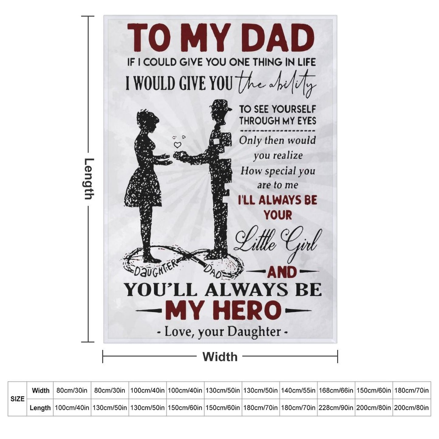 To My Dad Blanket Gifts for Dad from Daughter Throw Blanket Best Gift for Dad Daddy Father Men - Printgiftyk