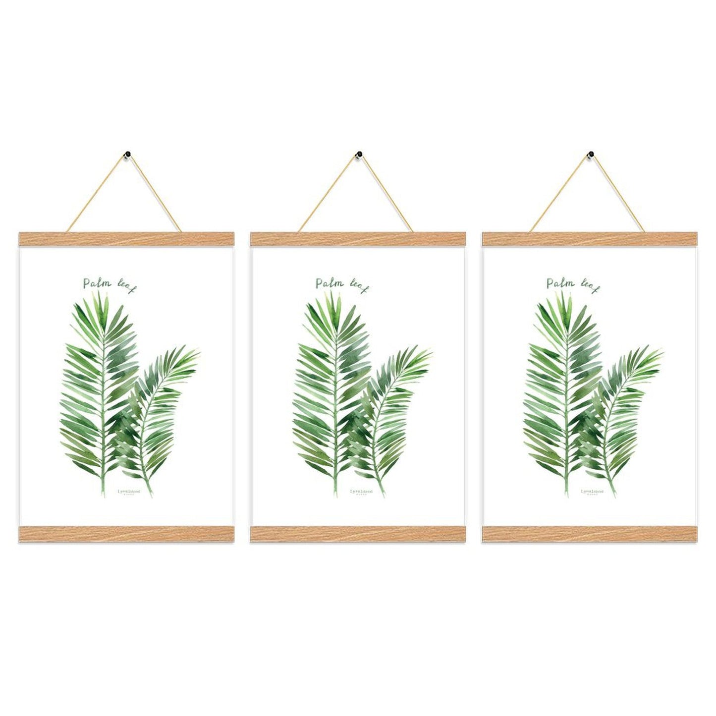 3 Pack Custom Photo Prints with Magnetic Hanger Frame Canvas Poster Prints (Pine Color) - Printgiftyk