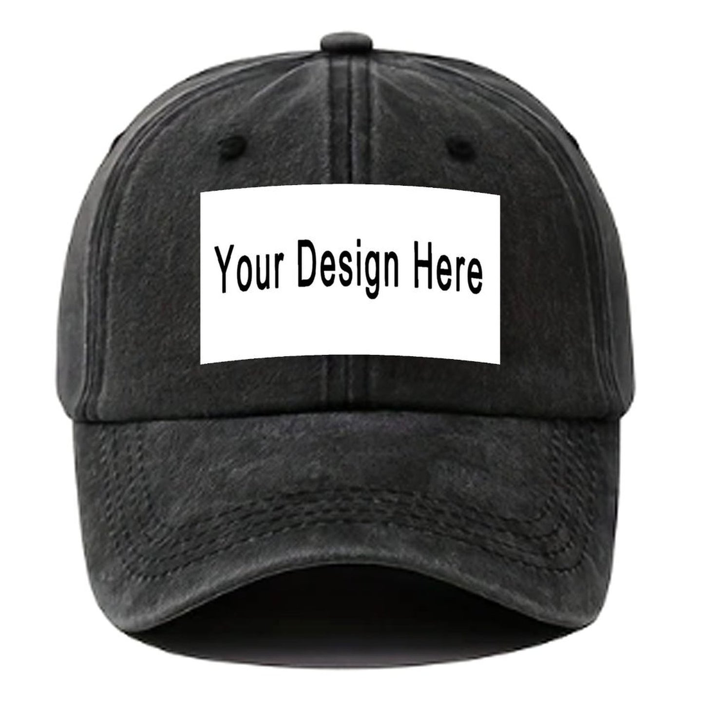 Custom Your Picture Text Logo Washed Denim Hat Vintage Personalized Adjustable Baseball Cap - Printgiftyk