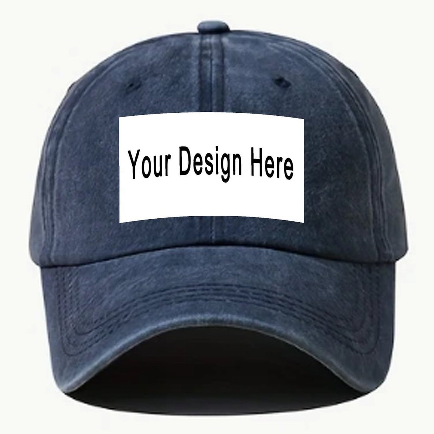 Custom Your Picture Text Logo Washed Denim Hat Vintage Personalized Adjustable Baseball Cap - Printgiftyk