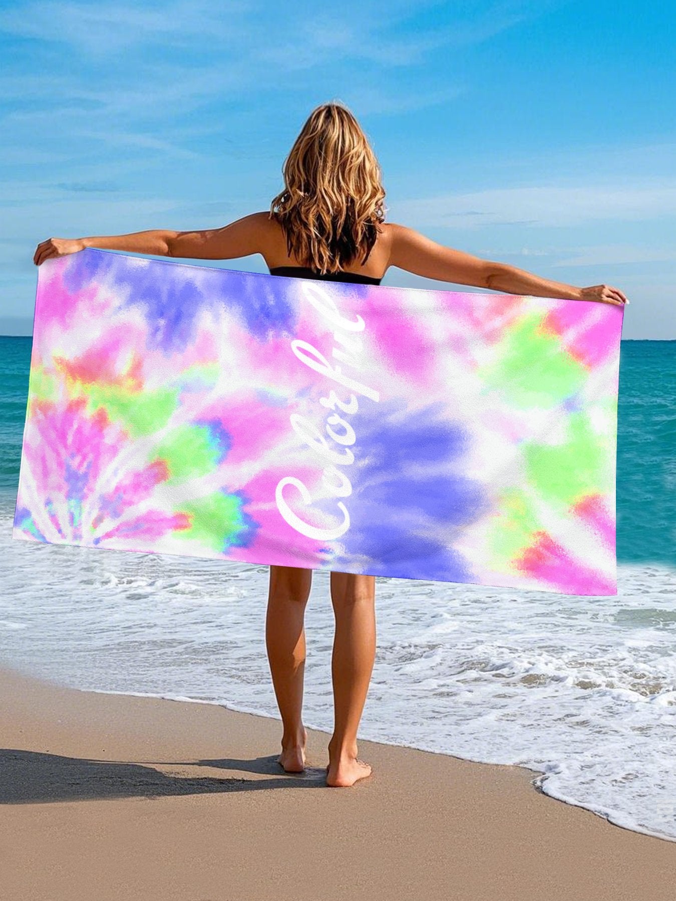 Colorful Custom Name Beach Towel, Personalized Beach Towels for Adults - Printgiftyk