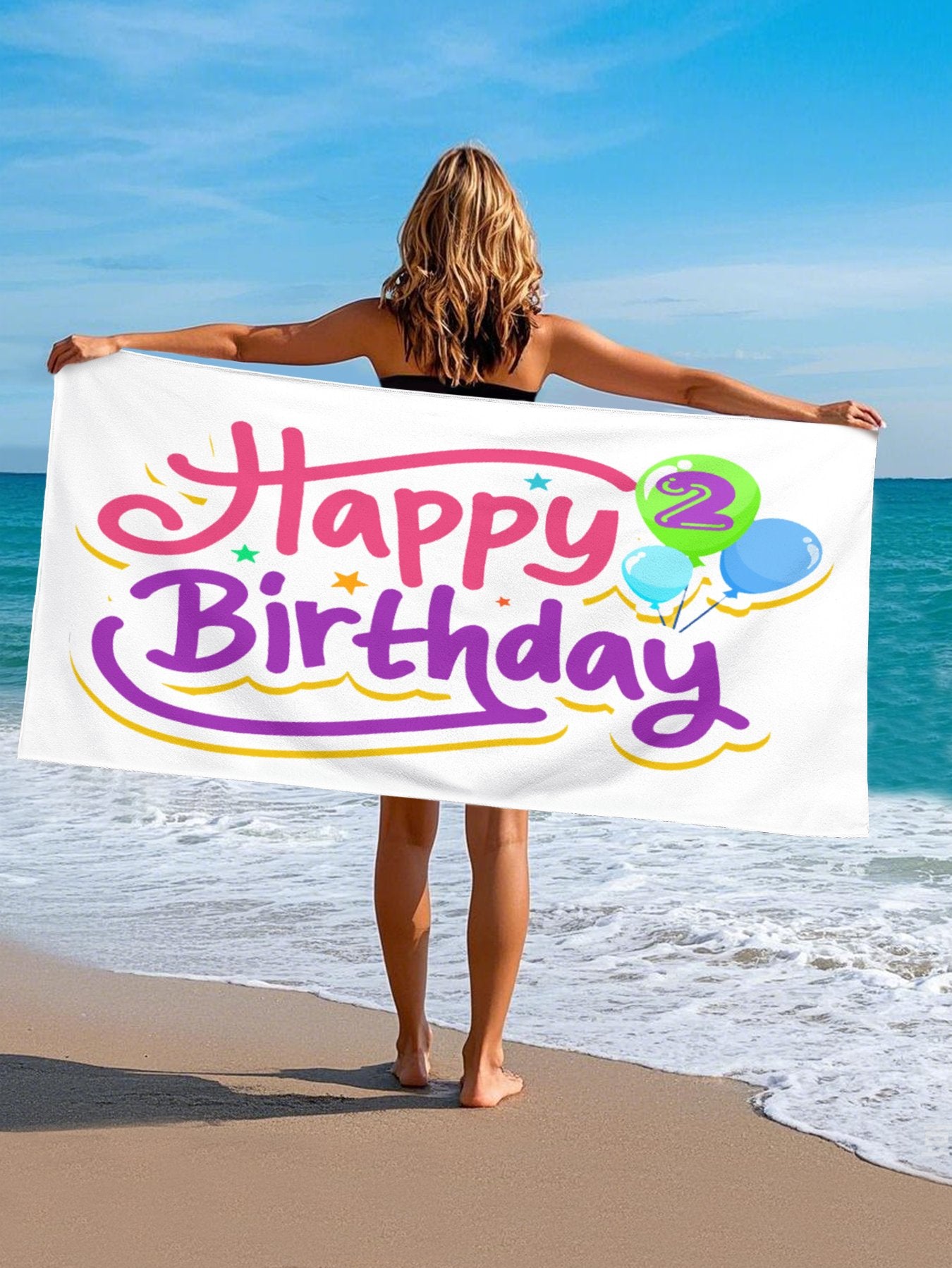 Happy Birthday Beach Towel Birthday Party Pool Bath Towel - Printgiftyk