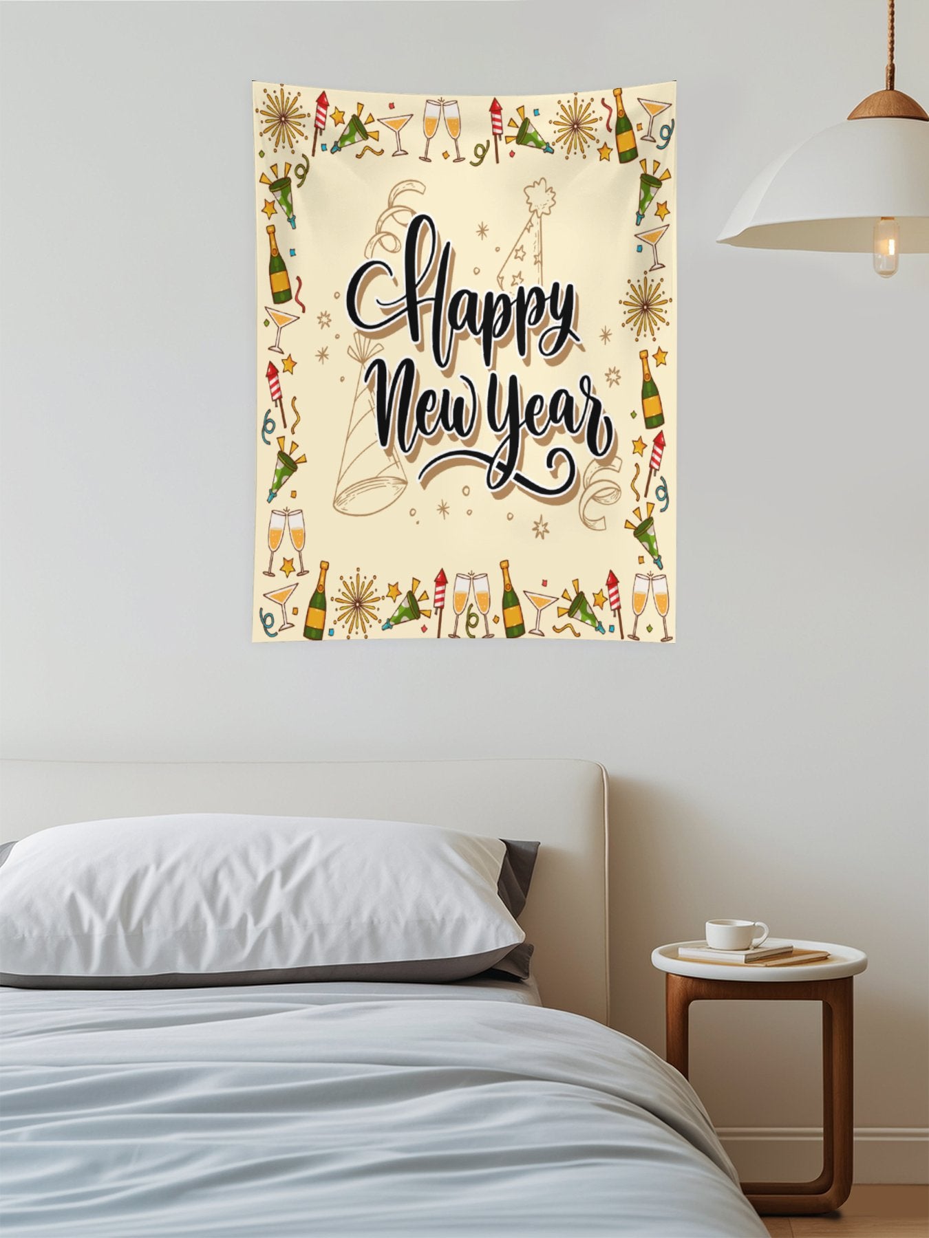 Happy New Year Wall Hanging Tapestry Flag - Printgiftyk