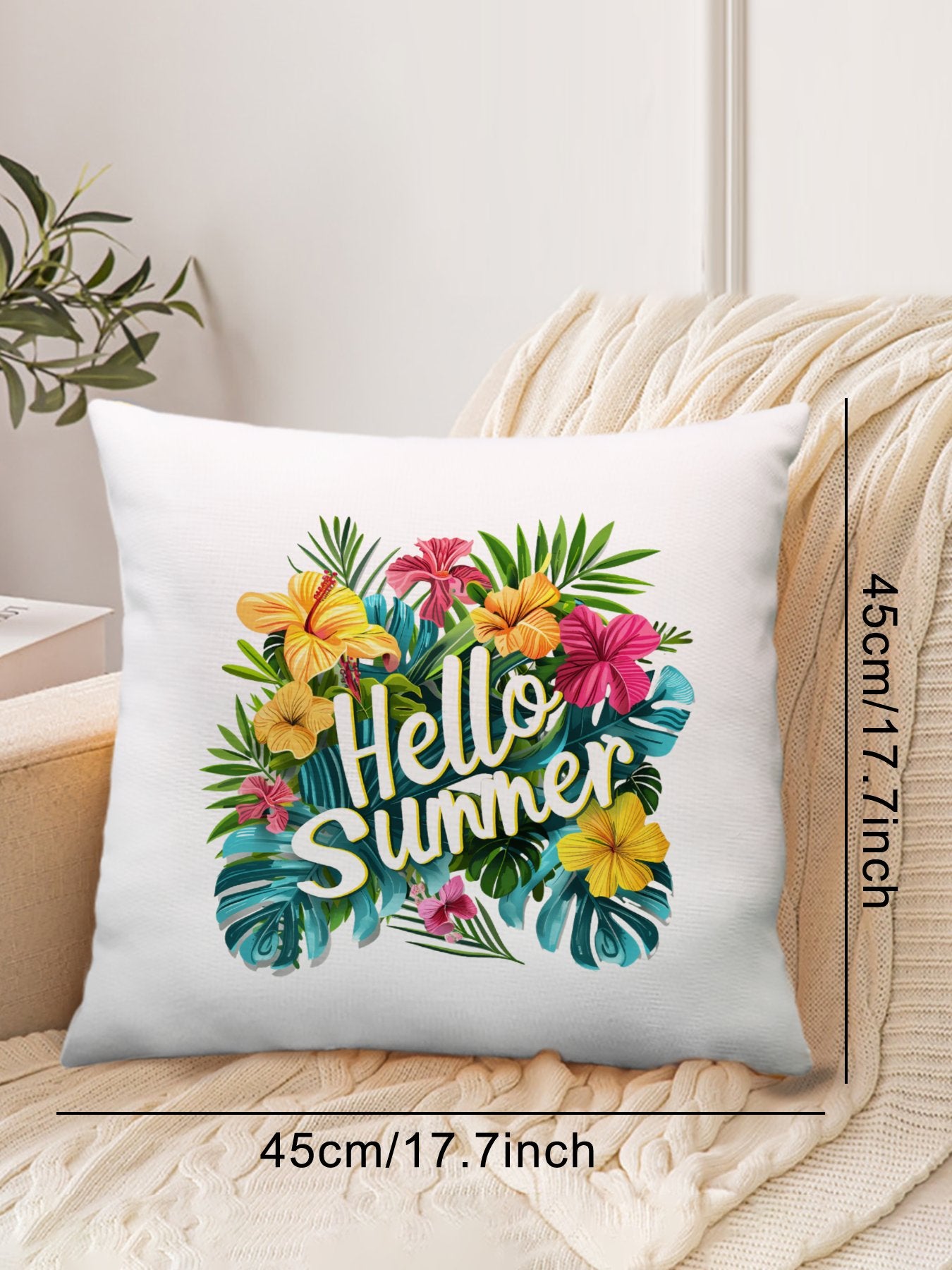 Happy Summer Pillowcase ,Throw Pillow Cover for Summer Vocation - Printgiftyk
