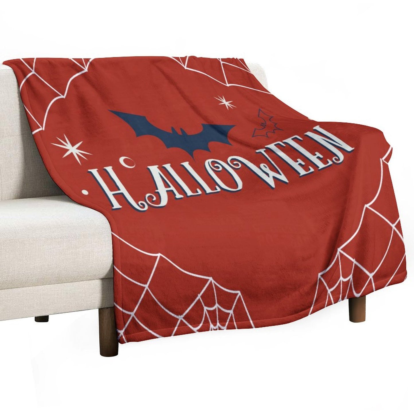 Red Spider Web Pattern Halloween Blanket, Super Soft Flannel Fuzzy Funny Throw for Bed Sofa Home Decor - Printgiftyk