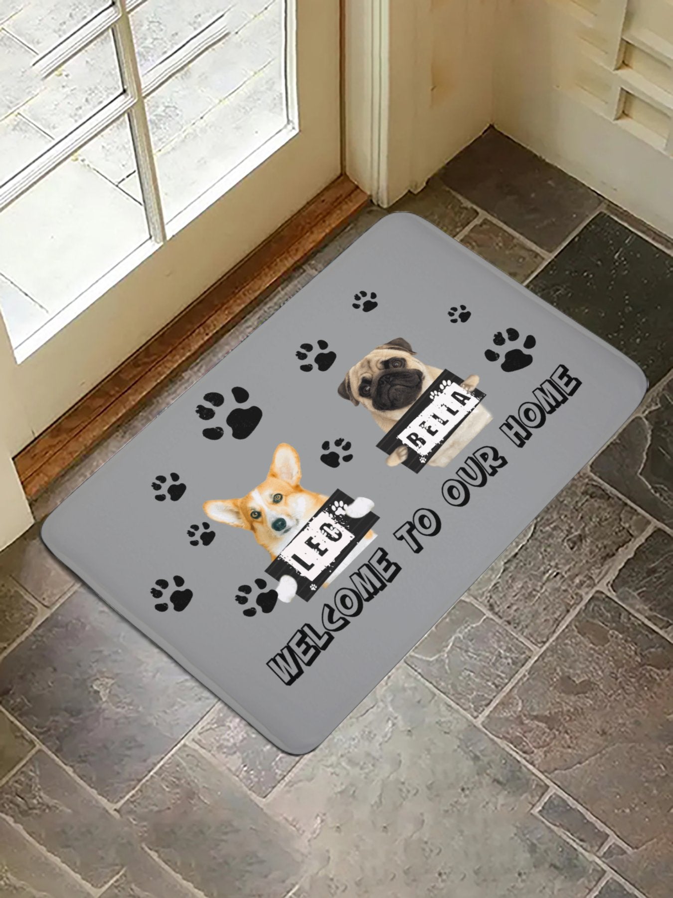 Personalized Dog Doormat - Custom Funny Pet Welcome Mat Carpet - Printgiftyk