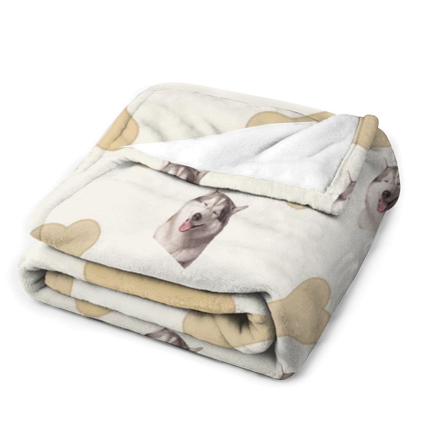 Personalized Dog Blanket with Photo- Custom Blanket for Dog Themed Gifts Bone Design Puppy Essentials Dogs Blankets - Printgiftyk