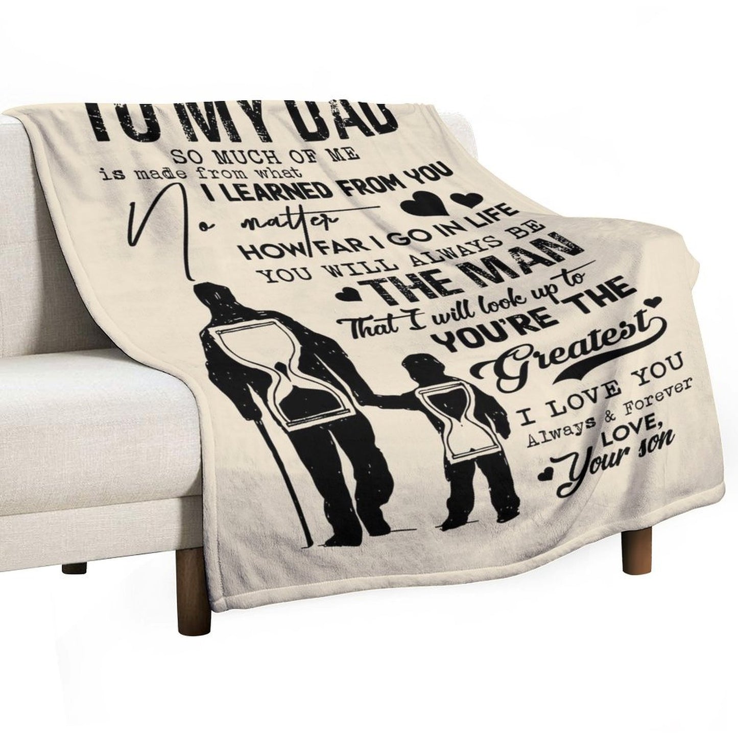 To My Dad Blanket Father's Gifts from Son Birthday Christmas Blankets Gift for Dad - Printgiftyk