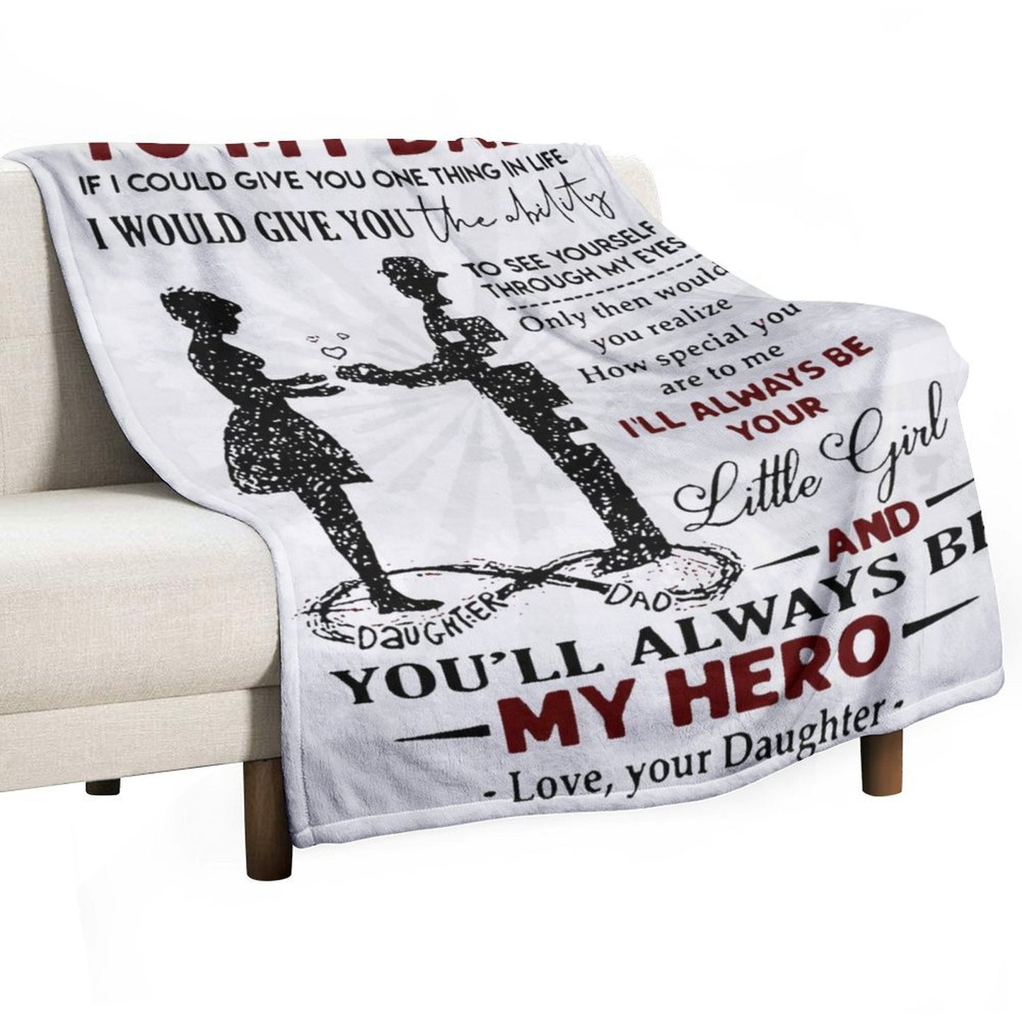 To My Dad Blanket Gifts for Dad from Daughter Throw Blanket Best Gift for Dad Daddy Father Men - Printgiftyk