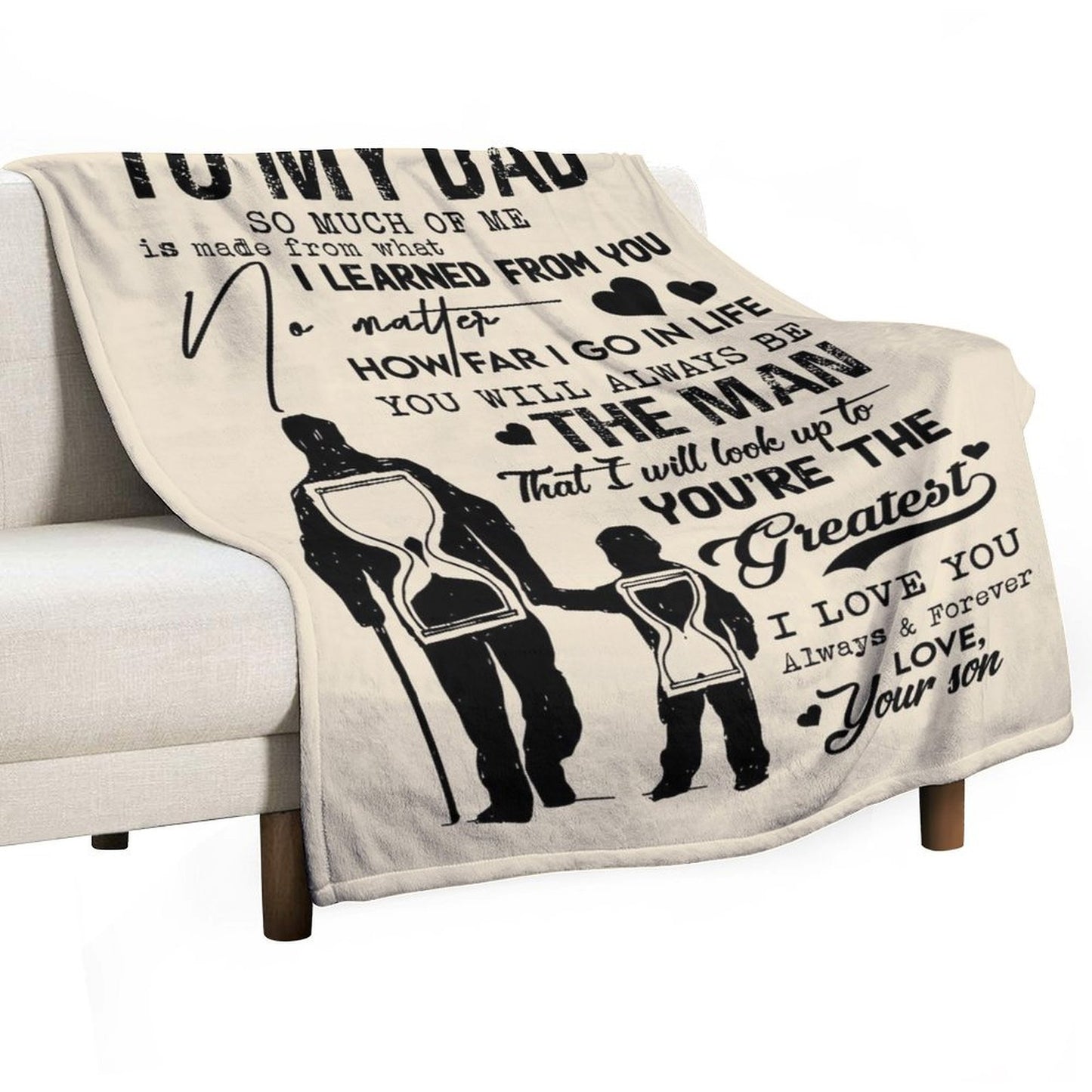 To My Dad Blanket Father's Gifts from Son Birthday Christmas Blankets Gift for Dad - Printgiftyk