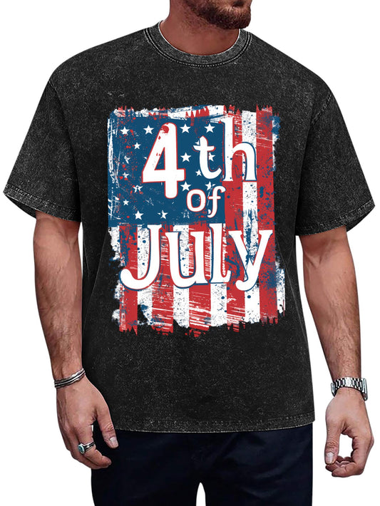 USA Flag 4th July American Red White Blue Star Stripes Patriotic T-Shirt for Men - Printgiftyk