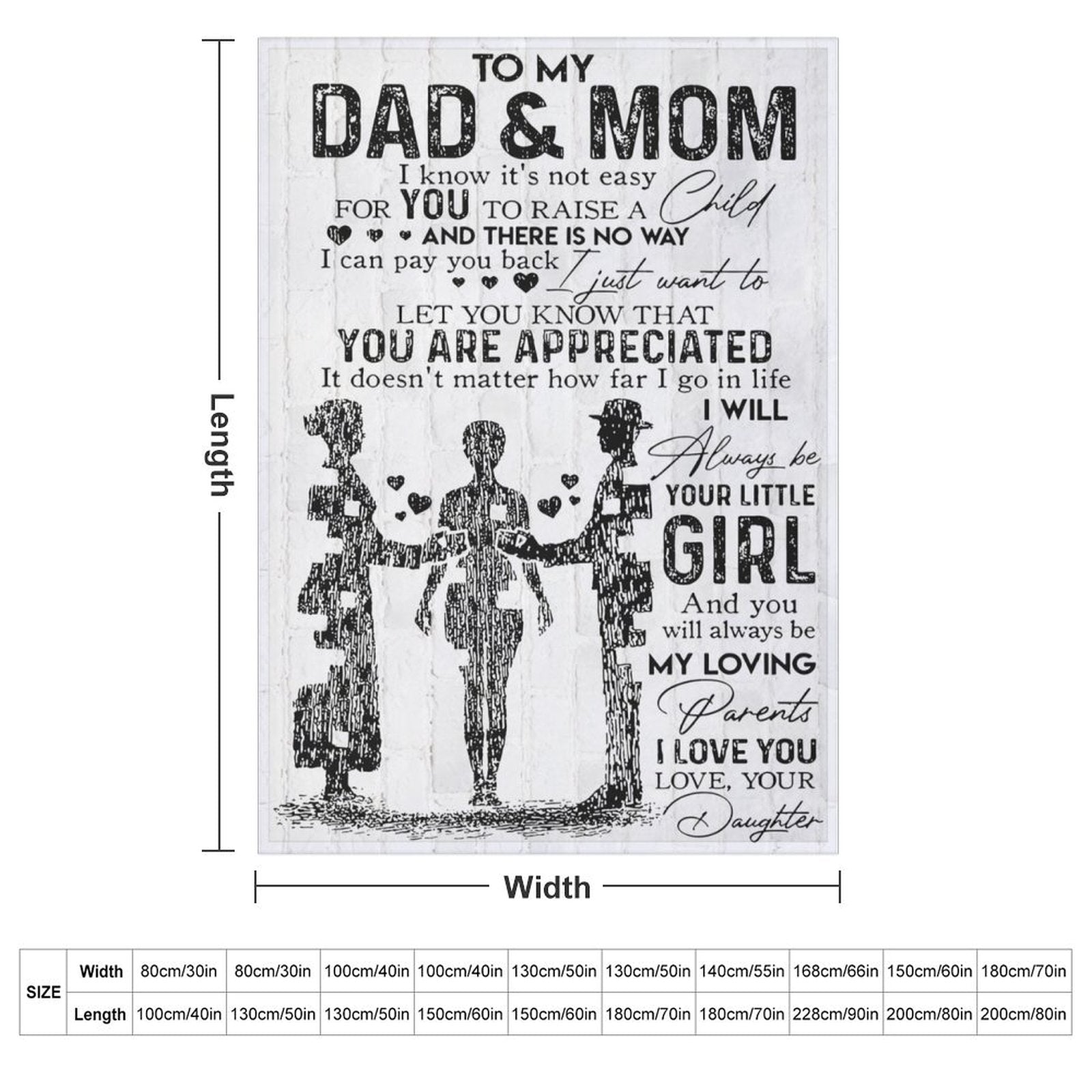Parent Gifts Dad and Mom Blanket for Parents from Daughter Soft Flannel Throw Blanket - Printgiftyk