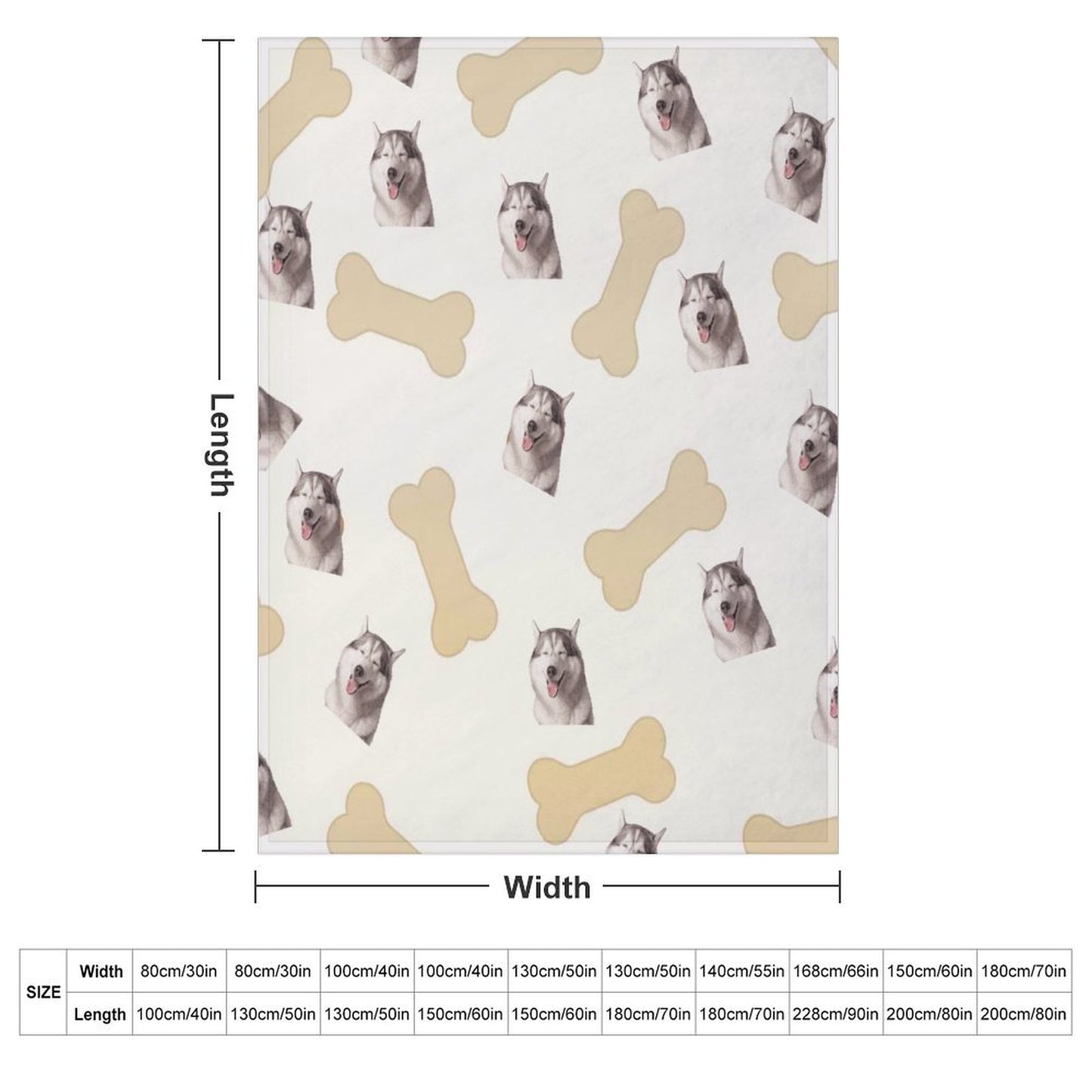 Personalized Dog Blanket with Photo- Custom Blanket for Dog Themed Gifts Bone Design Puppy Essentials Dogs Blankets - Printgiftyk