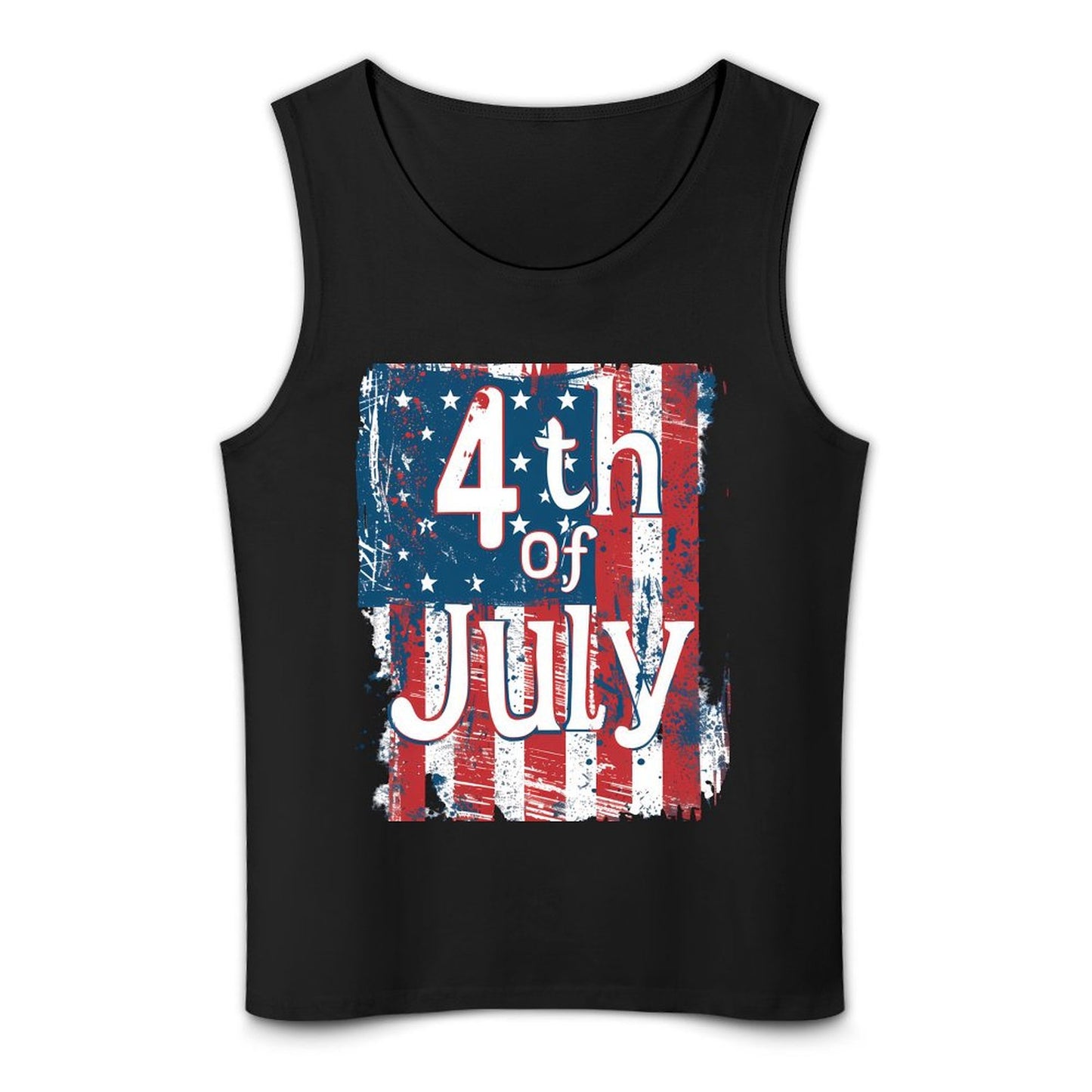 USA Flag 4th July American Red White Blue Star Stripes Patriotic Cotton Tank Top for Men and Women - Printgiftyk