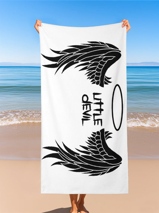 Black Angel Wings Little Devil Beach Towel for Adult Men Women - Printgiftyk