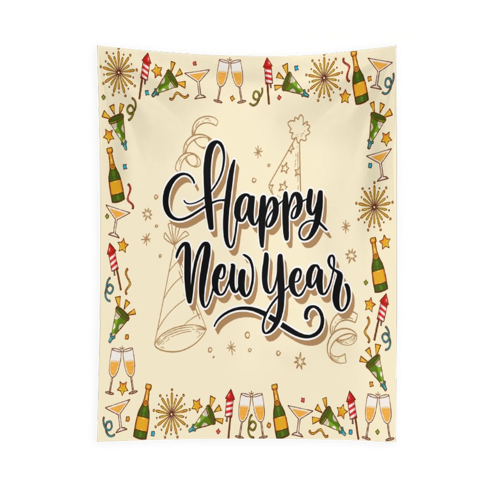 Happy New Year Wall Hanging Tapestry Flag - Printgiftyk