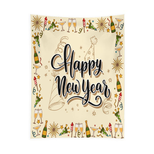 Happy New Year Wall Hanging Tapestry Flag - Printgiftyk