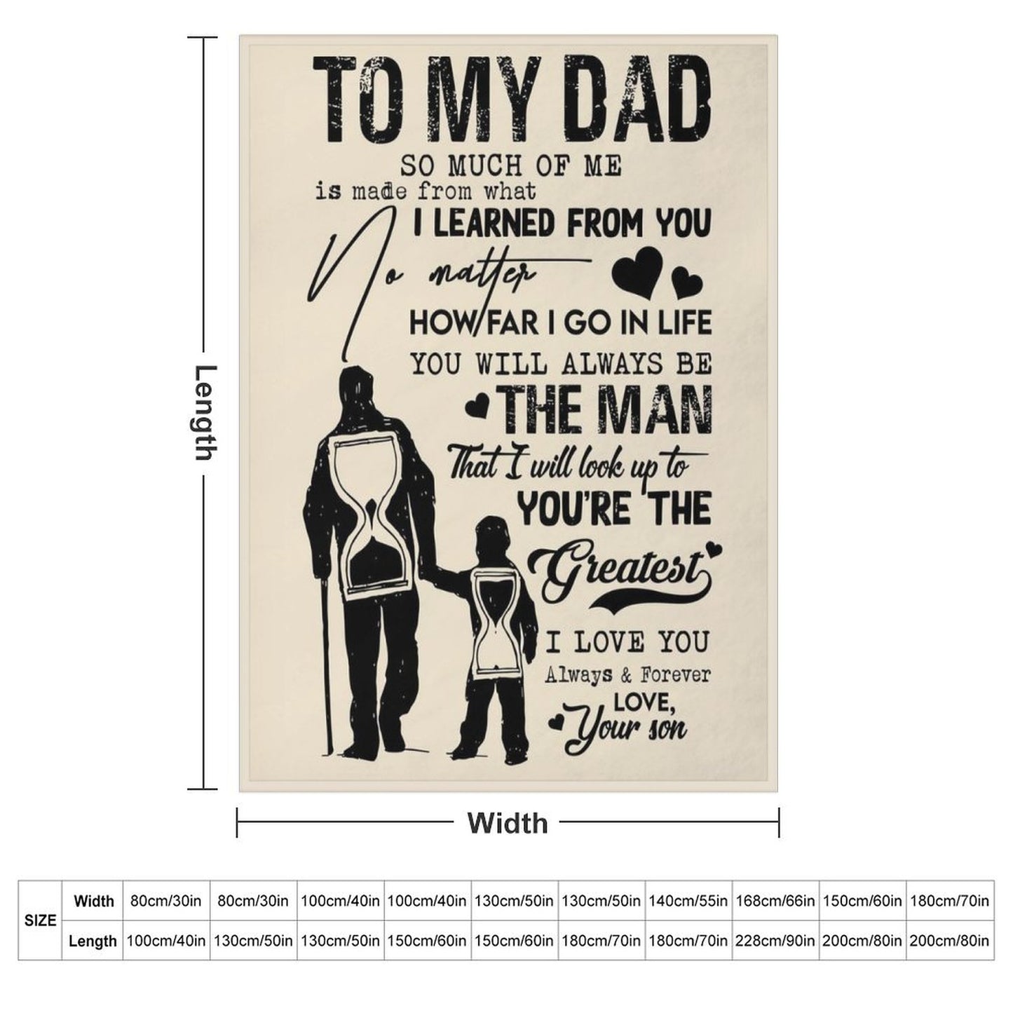 To My Dad Blanket Gifts for Dad from Son Best Gift for Fathers Day Birthday Christmas Letter Throw Blanket - Printgiftyk