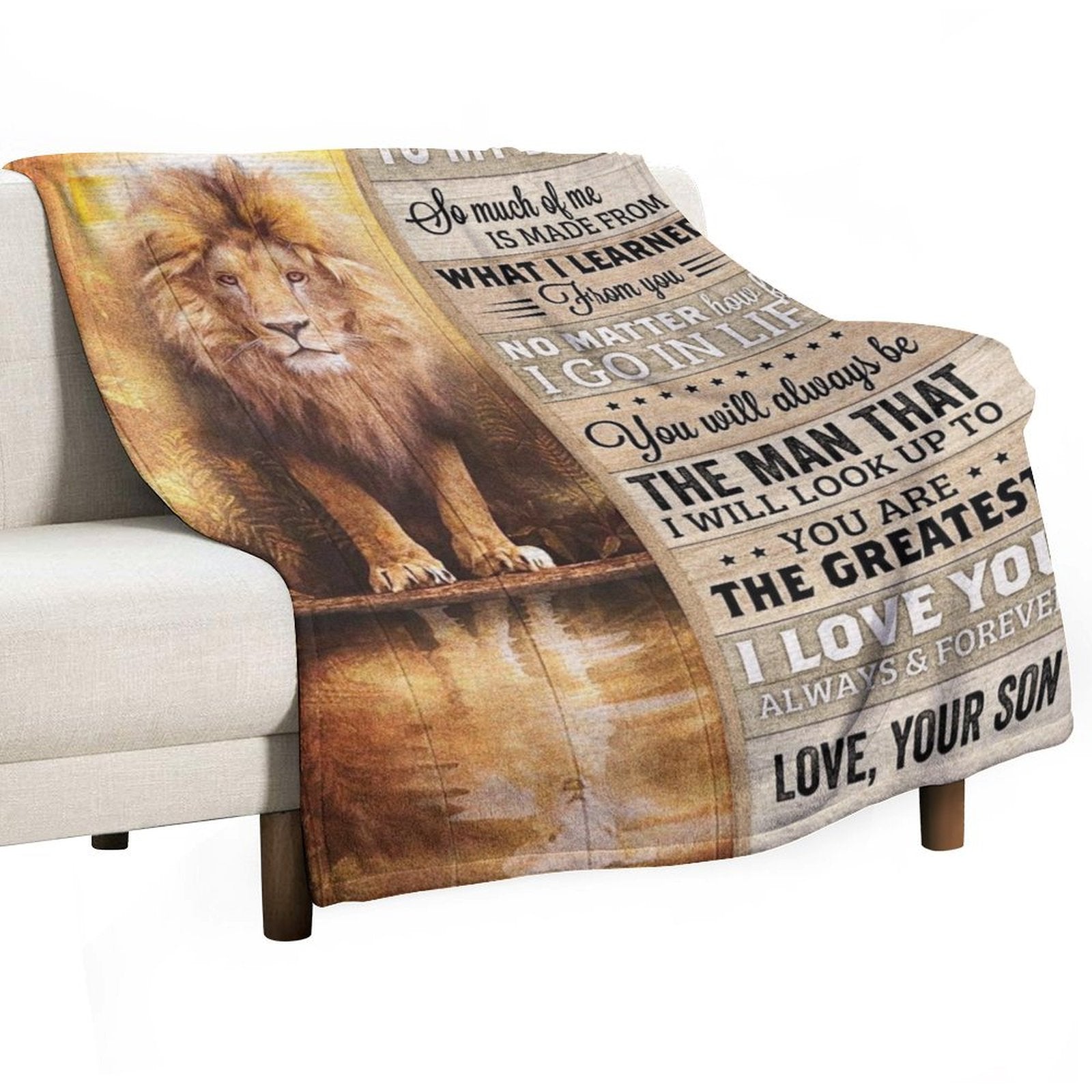 To My Dad Blanket Gifts for Dad from Son Best Gift for Fathers Day Birthday Christmas Vintage Lion Letter Throw Blanket - Printgiftyk