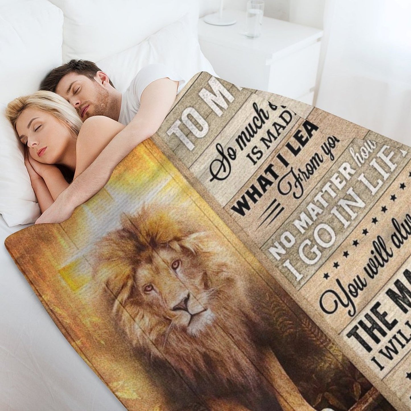 To My Dad Blanket Gifts for Dad from Son Best Gift for Fathers Day Birthday Christmas Vintage Lion Letter Throw Blanket - Printgiftyk