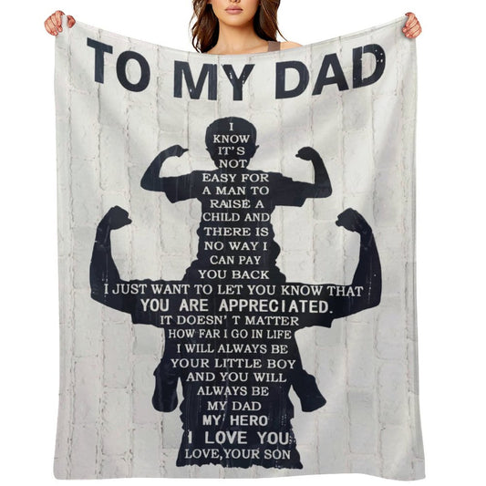 Gifts for Dad To My Dad Blanket from Son Best Gift Throw Blanket for Fathers Day Birthday Christmas - Printgiftyk
