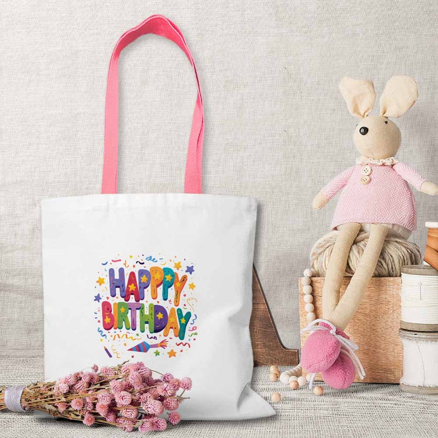 Custom Canvas Tote Shopping Bag for Birthday Party - Printgiftyk