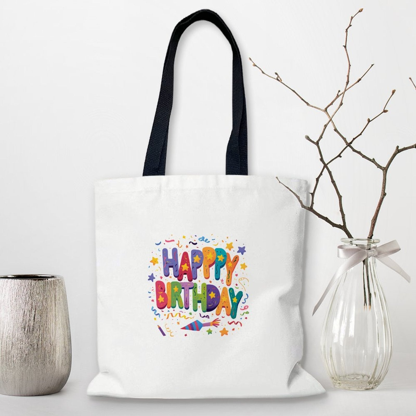 Custom Canvas Tote Shopping Bag for Birthday Party - Printgiftyk