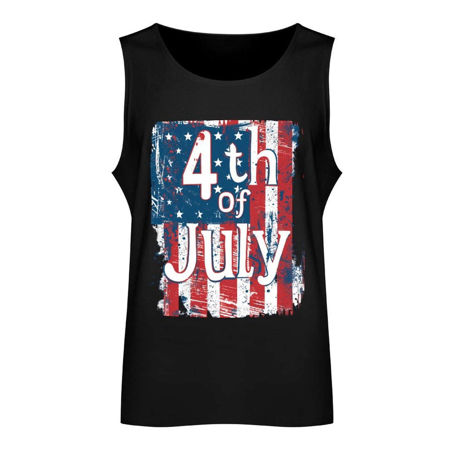 USA Flag 4th July American Red White Blue Star Stripes Patriotic Cotton Tank Top for Men and Women - Printgiftyk