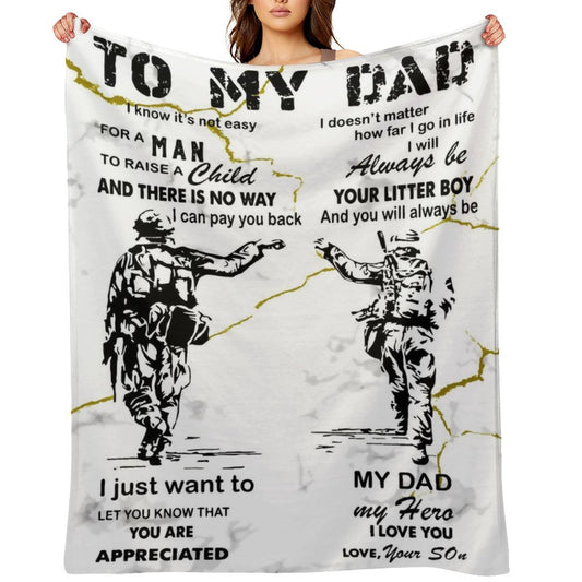 Gifts for Dad from Son, to My Dad Blanket Best Gift for Fathers Day Birthday Christmas Holiday - Printgiftyk