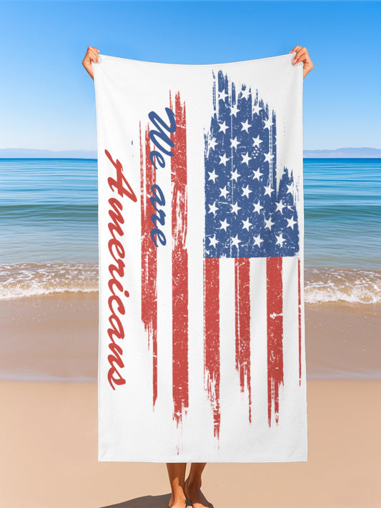 American Flag Towels Patriotic Red White Blue Stars Stripes Beach Towels for Adult Men Women - Printgiftyk